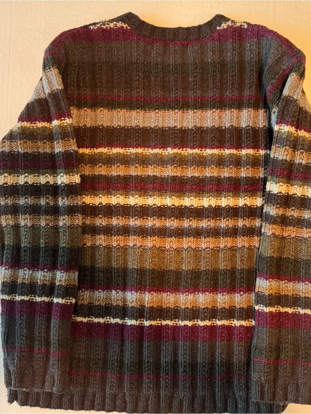 Banana Republic Mens M Sweater Wool Blend Striped Heavier Knit Pullover Crew